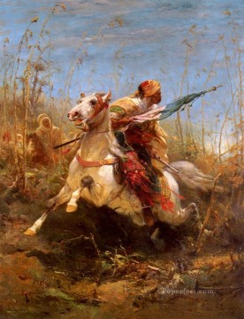 Arab Warrior Leading A Charge Arab Adolf Schreyer Oil Paintings